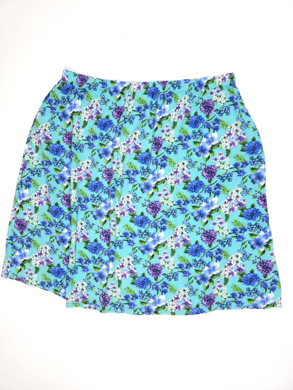 National Vintage 100% Viscose Rayon Purple And Blue Floral Lily Skirt Women's 3X